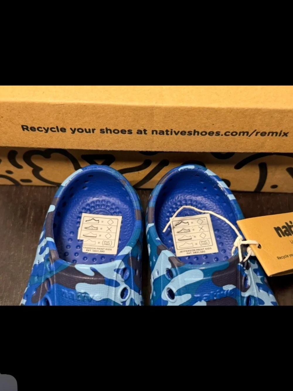Native Jefferson Print Shoes Sky Camo/Blue/White Little Kid/Toddler US C4/EU 19